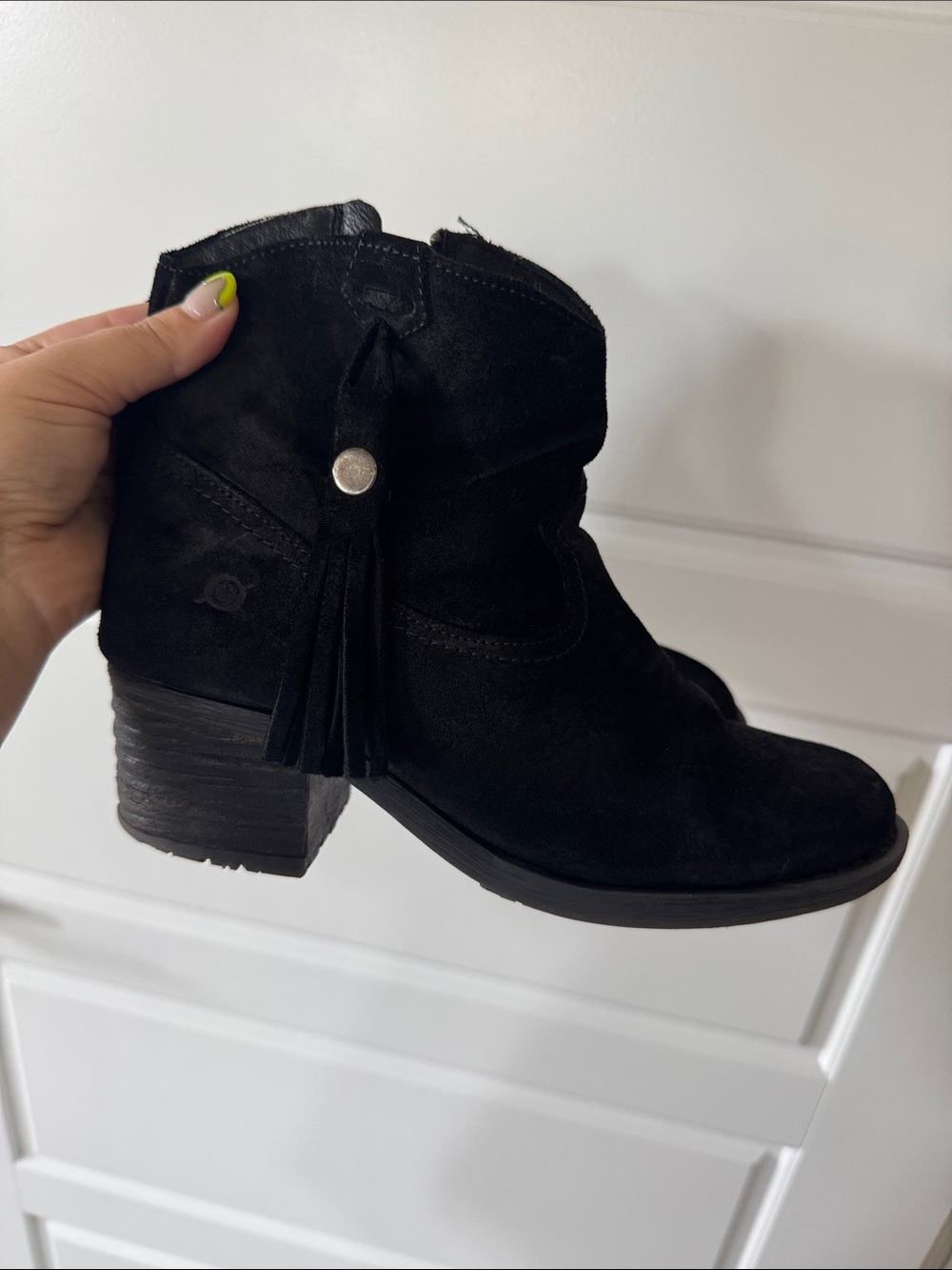 Born Black Suede Tassel Ankle Boots - Women